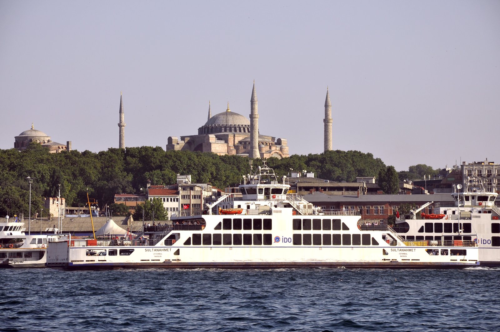 The Sultanahmet ferry with Hagia Sophia in the background
